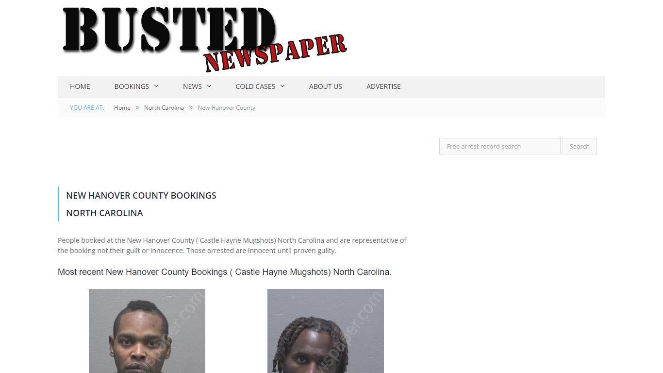 New Hanover County, NC ( Castle Hayne NC ) Mugshots - BUSTED NEWSPAPER
